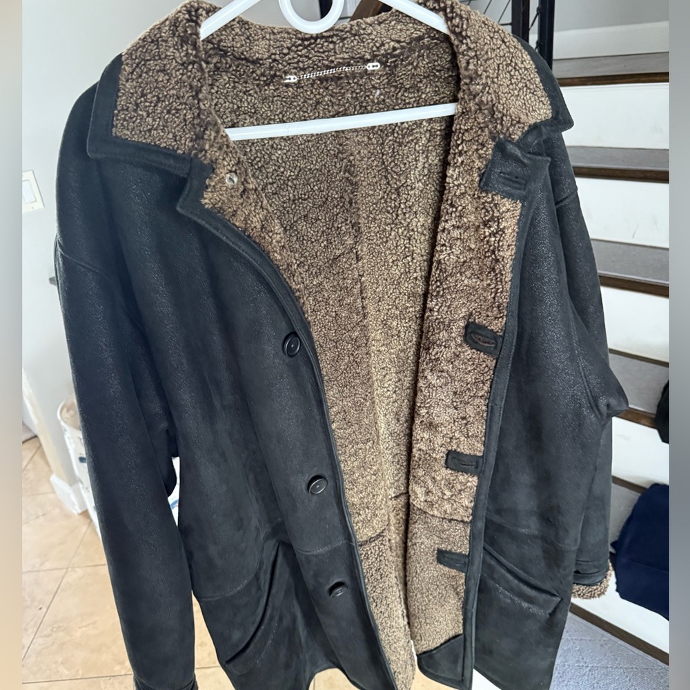 Black and Brown Shearling Coat